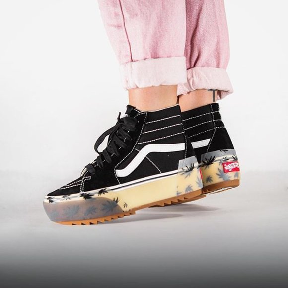 Vans Black and White High-Top Sneakers with Gum Sole - Picture 1 of 16